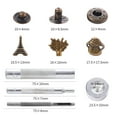 thumbnail image 3 of 1box 18 sets Eiffel Tower & Tree & Mushroom Brass Leather Snap Buttons Fastener Kits Including 1 set 45# Steel Hole Punch Tool 1pc 45# Steel Round BaseCraft Bronze Buttons: 18sets, 3 of 6