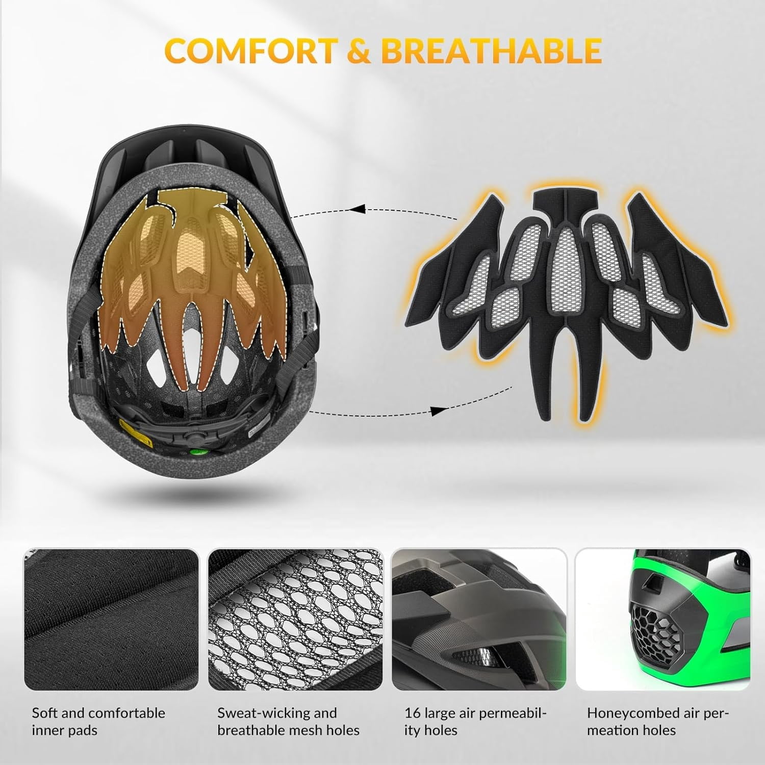 ROCKBROS Bicycle Helmet Kids Helmet Full Face Safety Helmet Removable Helmet Chin All-Round Ventilation Holes with Adjustable Brim for Kids Age 5-12