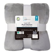 Mainstays Plush Bed Blanket, Gray, Twin, 66 in x 90 in