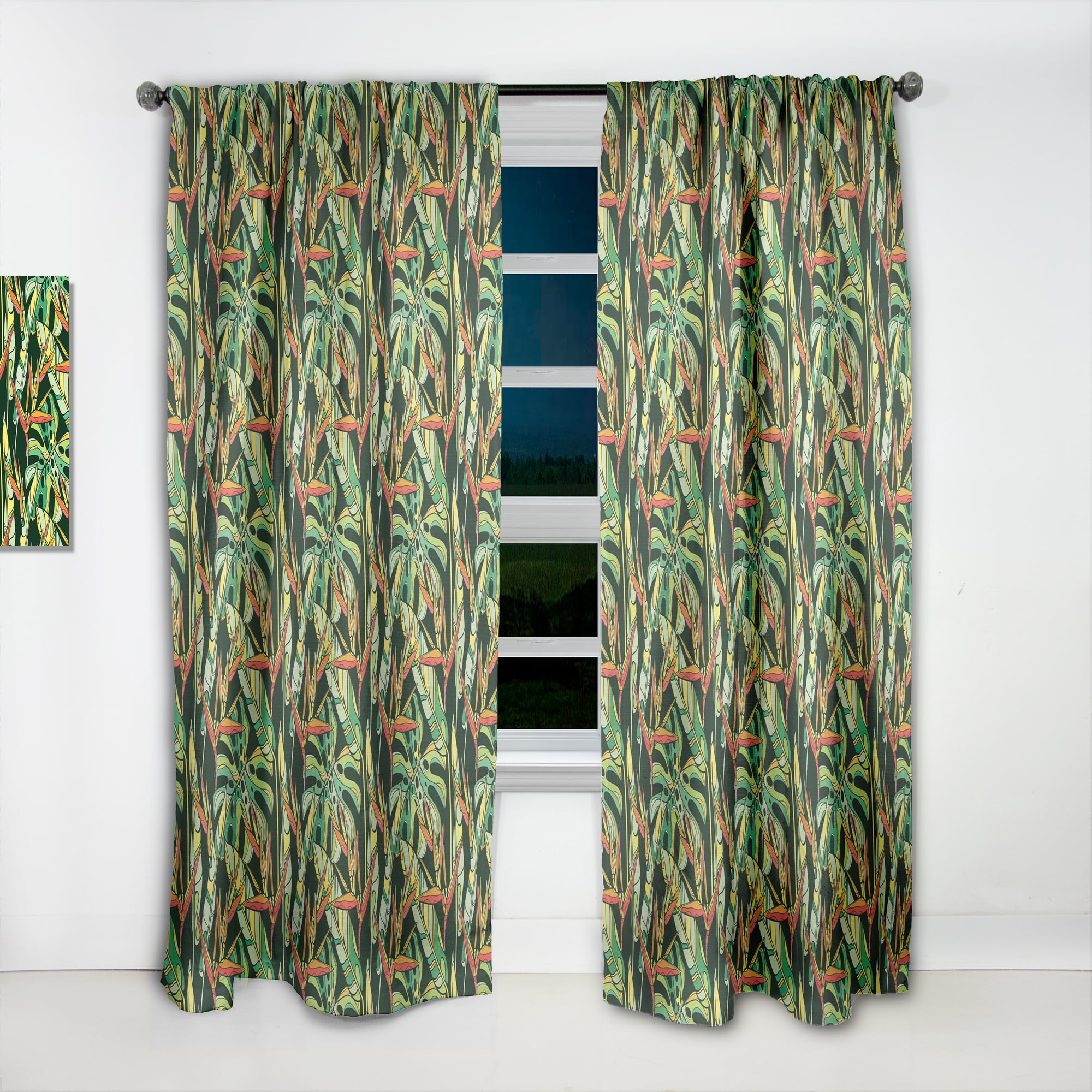 Designart 'Tropical Foliage Mood V' Tropical Curtain Panel