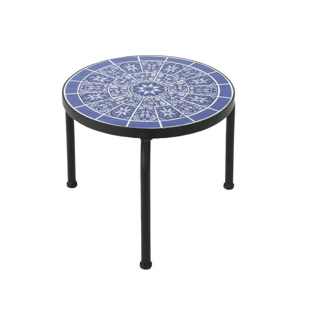 Slate Ceramic Tile Patio Side Table