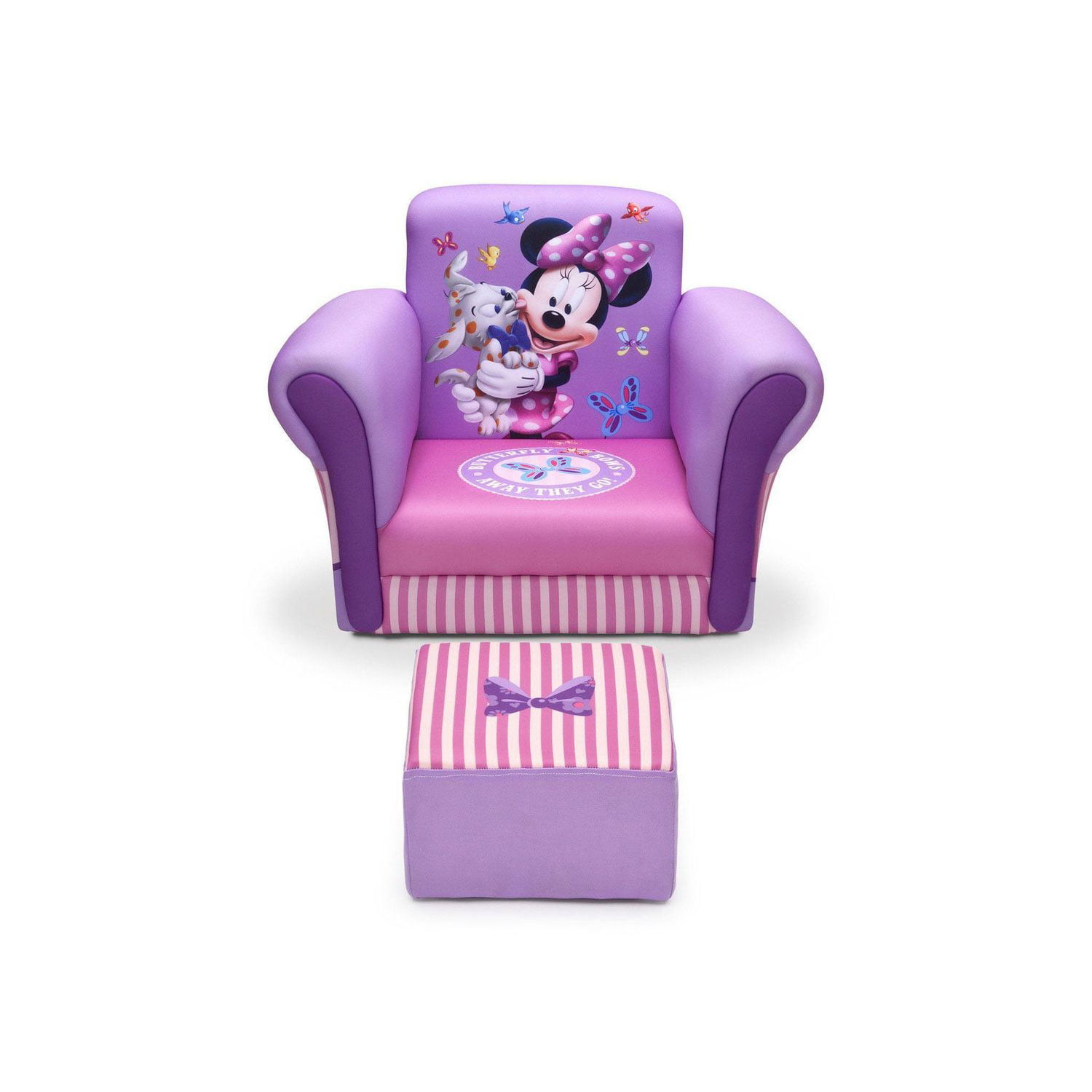 Delta Children Kids Minnie Mouse, Minnie Mouse Upholstered Chair With Ottoman