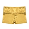 thumbnail image 4 of CHICTRY Teens Girls Shiny Ballet Dance Shorts High Waist Metallic Gymnastics Fitness Shorts Gold 12, 4 of 5