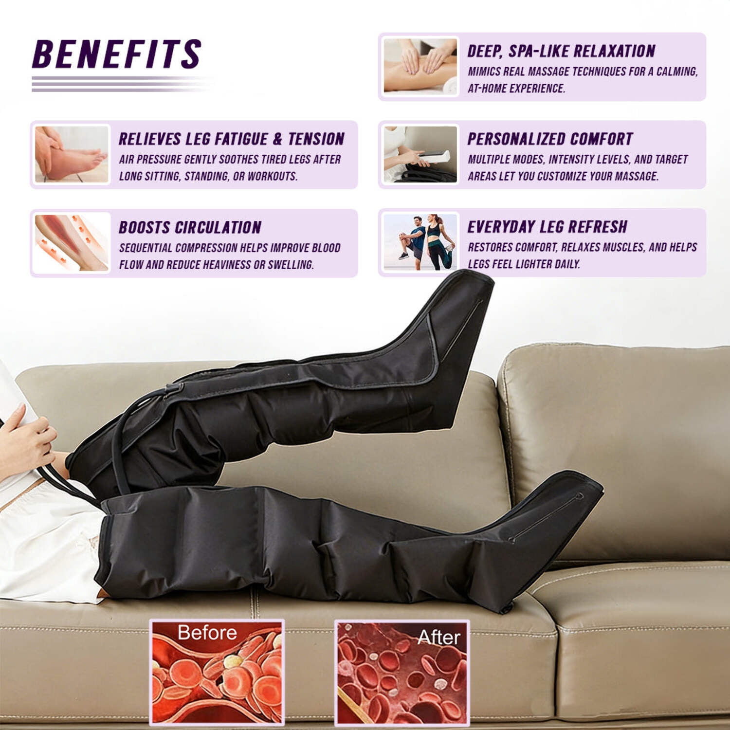 360° Air Compression Leg Massager for Foot  Calf