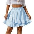 thumbnail image 1 of 2025 Falda corta lisa con volantes irregulares y cintura alta para mujer, estilo informal de verano, 1 of 1