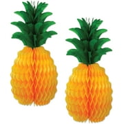 PMU Hawaiian Luau Packaged Tissue Pineapples 12 Inch Party Decoration and Accessory (2/pkg) Pkg/1