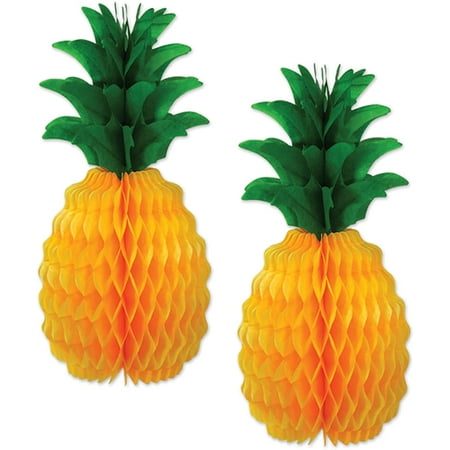 PMU Hawaiian Luau Packaged Tissue Pineapples 12 Inch Party Decoration and Accessory (2/pkg) Pkg/1