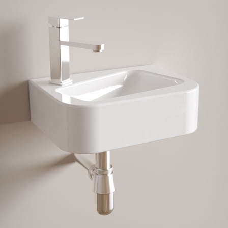LiviNest Wall Mounted Bathroom Sink: 14x10 Inch Ceramic Vessel Vanity - Space Saving Modern Rectangular Design for Small Apartments & Powder Rooms with Faucet & Drain Included