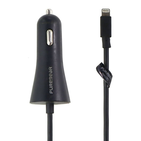 PureGear (12W/2.4A) (MFI) Car Charger for Devices - Black (62804PG)
