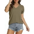 thumbnail image 3 of Aiyino Women’s Summer Tops And Blouses Short Sleeve Casual Loose T Shirts,S Green, 3 of 8