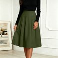 thumbnail image 4 of Ruimatai Womens Pleated Midi Skirt High Waist Elastic Pocket Work Office Casual Spring Daily Flowy A-Line Skirt, 4 of 6