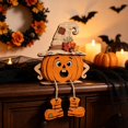 thumbnail image 6 of Wooden Halloween Pumpkin Decoration 6 in - Natural Wood Tabletop Ornament Sign Accent Display for Fireplace Mantel Shelf Tiered Tray Fall Harvest Decor Accent, 6 of 7