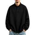 thumbnail image 2 of Atkumj Crewneck Sweatshirt Trendy Waffer Knit Henley Neck Long Sleeve Sweatshirt Versatile Solid Color Men Pullover for Fall Winter M, 2 of 5