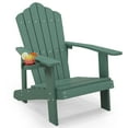 thumbnail image 1 of Gymax Patio HIPS Outdoor Weather Resistant Slatted Chair Adirondack Chair w/ Cup Holder Dark Green, 1 of 8