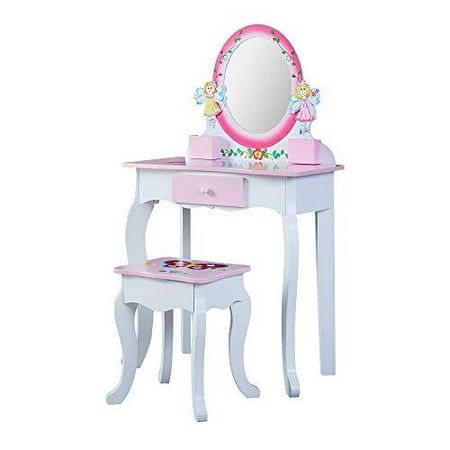 Dressing Tables Kids Vanity Table Set, Pink Wooden Play Vanity Set
