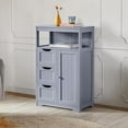 thumbnail image 5 of Wood Bathroom Floor Cabinet, Free Standing Storage Cabinet with 3 Drawers and Cupboard for Entryway, Hallway Cabinet, Living Room Accent Furniture, Gray, 5 of 5