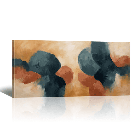 Large Abstract Canvas Wall Art with Horizontal Jasper Red Picture Print, Modern Minimalist Artwork Neutral Paintings for Living Room Bedroom Home Office Decor