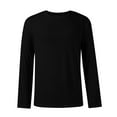 thumbnail image 5 of Domuza Men's Long Sleeve Tee Shirts Cotton Crew Neck Casual Basic Thermal Undershirt Soft Lightweight Slim Fit Stretch Tshirts Black 2XL, 5 of 7