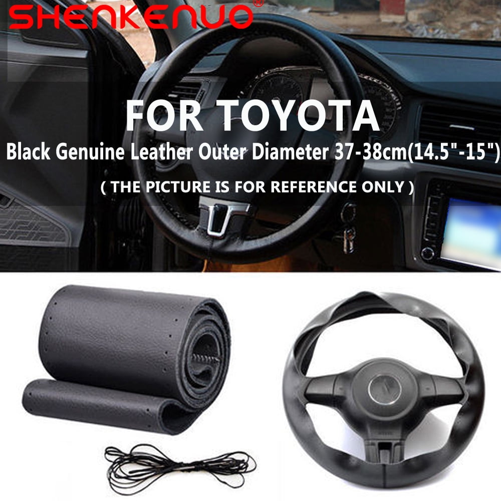 For TOYOTA - 15 inch / 38CM New Black Genuine Leather Diameter Car