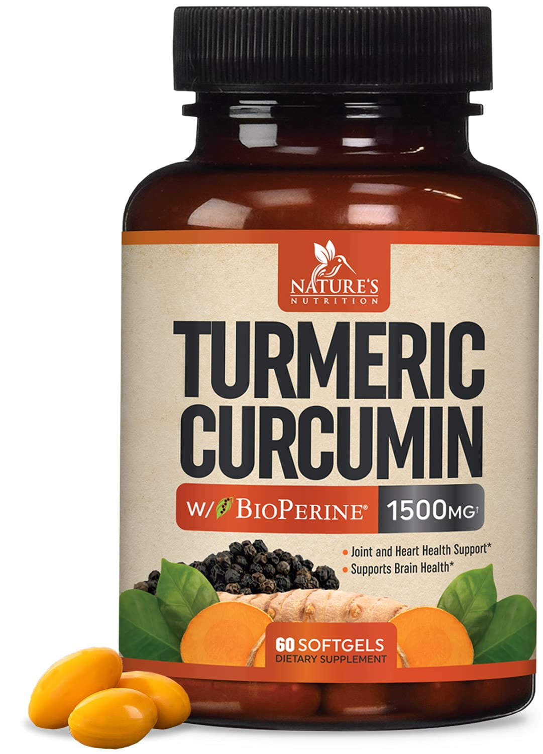 Nature's Nutrition Turmeric Curcumin Softgels with BioPerine 95