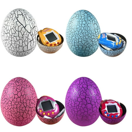 multi color cartoon dinosaur egg mini hand hold tamagotchi keychain