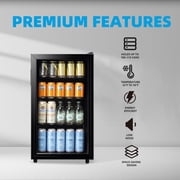 TACOOL 125Cans Mini Beverage Refrigerator Cooler, Mini Fridge with Glass Door 7 Temperature Setting for Home/Bar/Office