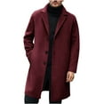 thumbnail image 3 of Txeol Mens Trench Coat Slim Fit Lapel Collar Fall Winter Single Breasted Pea Coat Vintage Warm Soft Overcoat with Pockets,Wine,M, 3 of 9
