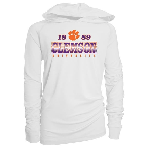 Youth Garb White Clemson Tigers Marley Long Sleeve Raglan Hoodie Sunshirt