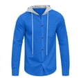 thumbnail image 6 of QSXADF Men's Shirt Jacket Casual Hooded Long Sleeve Button Down Pocketed Relaxed Coat, 6 of 6