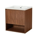 thumbnail image 5 of Wall Mount Vanity Cabinet Open Storage Brown Walnut L 24 in x H 24.8 in x D 19.7 in, 5 of 6