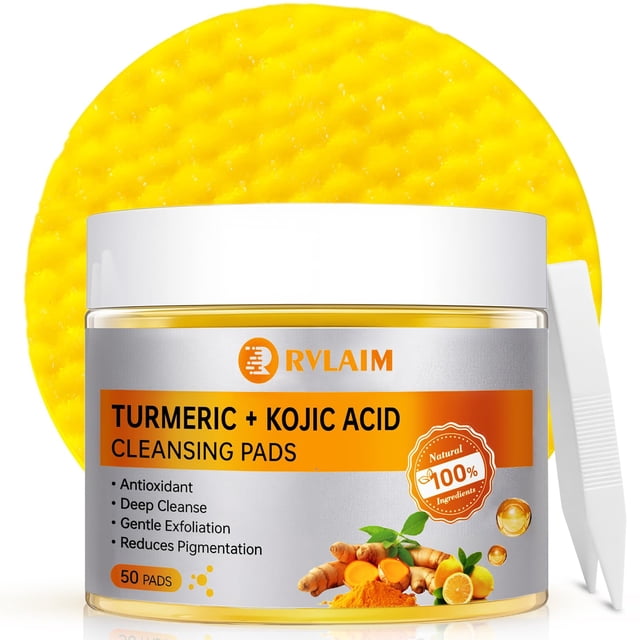 Toallitas Limpieza Facial Rvlaim con Cúrcuma y Ácido Kójico 50 PCS