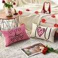 thumbnail image 4 of I Love U XOXO Valentine Hearts Pink Throw Pillow Covers, 12 x 20 Inch Love Wedding Cushion Case Decoration for Sofa Couch Set of 4, 4 of 6