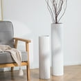 thumbnail image 3 of Sziqiqi 27.6" & 21.7" Tall Metal Floor Vases Set of 2: Modern White Honeycomb Texture Cylinder Vases for Living Room Bedroom Office Decor Wide Mouth Design for Dried Flowers, 3 of 9