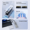thumbnail image 2 of Boîtier SSD M.2 NVMe+NGFF Double Protocole Boîtier SSD USB 3.2 Gen2 10Gbps Boîtier de Disque Externe Transparent pour PC C, 2 of 5