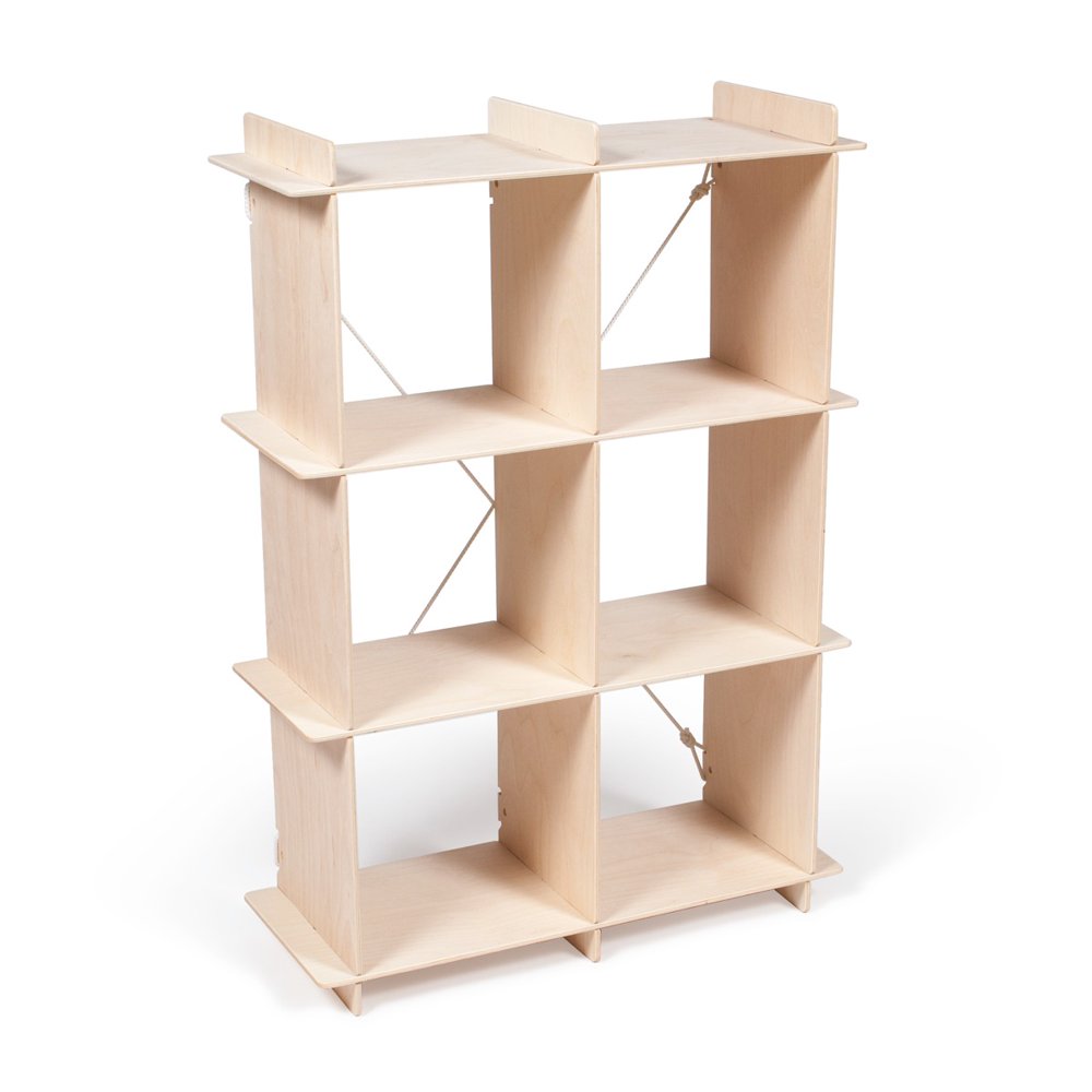 Modern 6 Cube Storage Bookcase Birch Wood