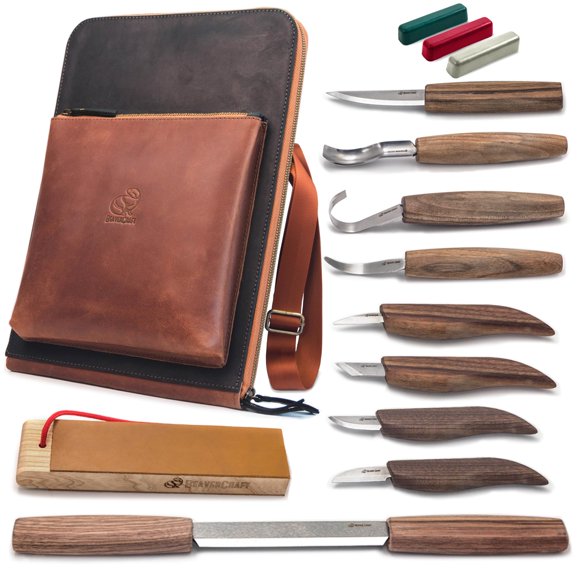 Kit de tallado en madera BeaverCraft Deluxe S50X con bolsa de piel