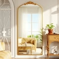 thumbnail image 3 of BEAUTYPEAK 74"x32" Full Length Mirror with Baroque Flower Head Design Wall-Mounted Mirror,Gold, 3 of 9