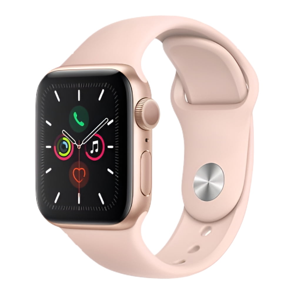 Apple, Watch Series 5 40mm, Smart Watches, Pink Sand Sport Band, 10 Hour Battery Life, Gold Aluminum, 1, 1, 1