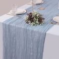 thumbnail image 1 of Nvzi Mantel de gasa plisada con bandera para mesa de queso, decoración para fiestas de bodas, mantel de noche (azul claro, 400 x 90 cm), 1 of 5