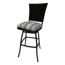 In/Outdoor 30" Bar Stool Erin without Arms - Linen Sun Stripe Fabric-Black Frame