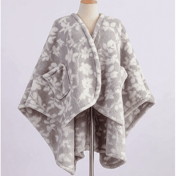 57*63inch Wearable Blanket Sherpa Fleece Shawl Blanket with Pockets Blanket Poncho Cape for Adults,TV Throw Blankets