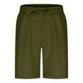 thumbnail image 3 of HAOTAGS Mens Elastic Waist Shorts with Pockets Casual Outdoor Sport Shorts for Spring Summer Army Green Size S, 3 of 5