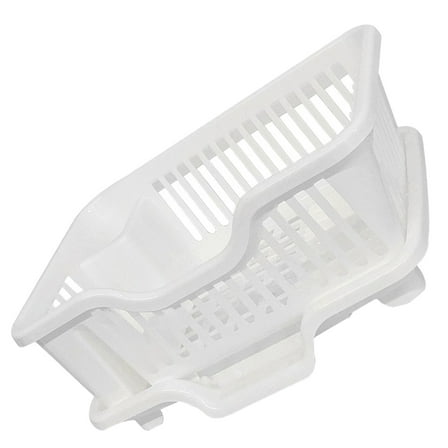 Dish Drainer Rack Countertop Utensil Holder Compact Drying Sink Plug White