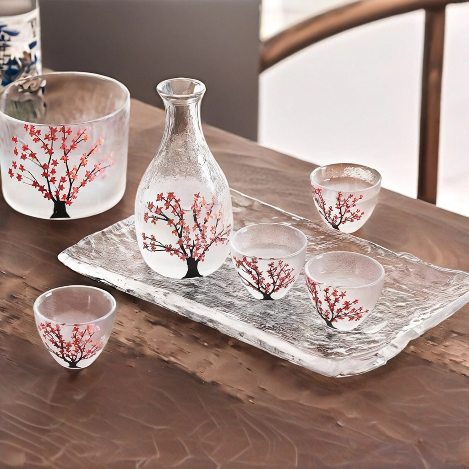 BOSILI Ceramic Japanese Sake Set 1 Saki Bottle And 4 Cups 5