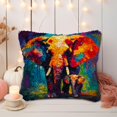 thumbnail image 5 of Elephant Mom and Little Elephant DIY Latch Hook Pillow Kits for Adults Printed Pillowcase Crochet Yarns Hooking Handmade Pillow Cover Cushion for Home Sofa Decoration 17x17inch, 5 of 7