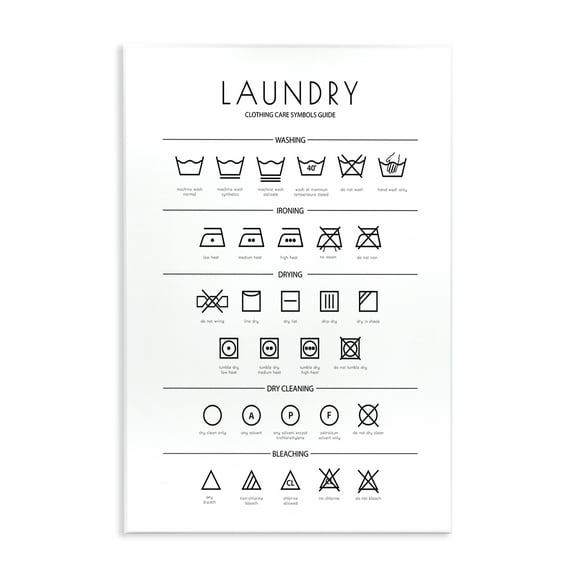 Minimal Laundry Cleaning Symbols Wall Plaque Art, 13 x 19, Made In USA