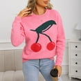 thumbnail image 6 of Tnhcen Women's Cherry Print Sweater Soft Acrylic Knit Top Casual Crewneck Pullover Fall Winter Warm Wear Long Sleeve Comfort S-XL, 6 of 8
