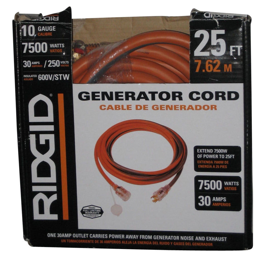 Ridgid Generator Cord 25FT (30 AMPS / 7500 WATTS / 10 GAUGE