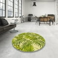 thumbnail image 4 of Ahgly Company Machine Washable Indoor Round Transitional Bold Yellow Area Rugs, 3' Round, 4 of 7