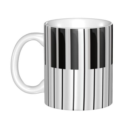 

Ceramic Mug Funny Coffee Milk Tea Mug Cup Black And White Inspired Stripes Piano Keys Cup